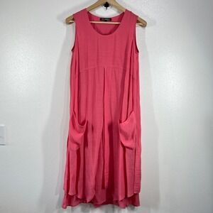 Piccadilly Canada Pink Sleeveless Dress Women's Medium Rayon Blend Pockets